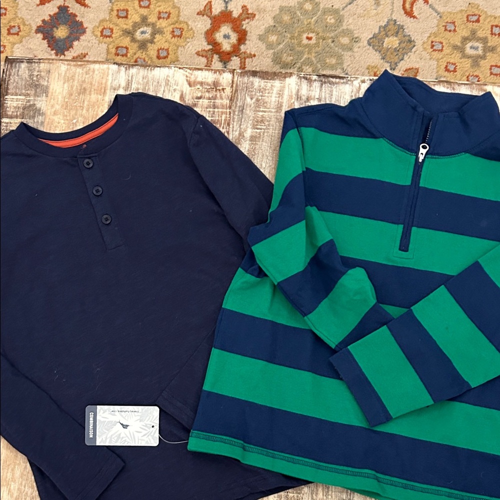 Navy and Green Striped Kids Top set